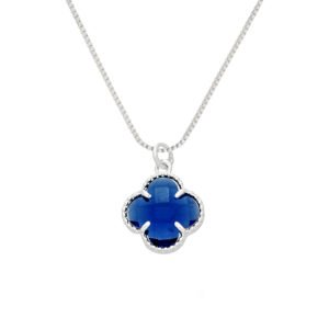 Colar Zircônia de Trevo Azul em Prata 925