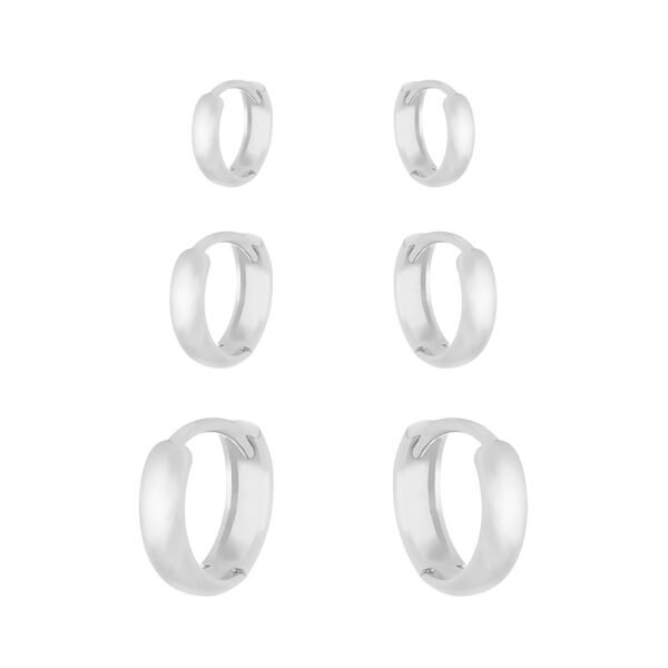 Trio de Argolas Lisas em Prata 925
